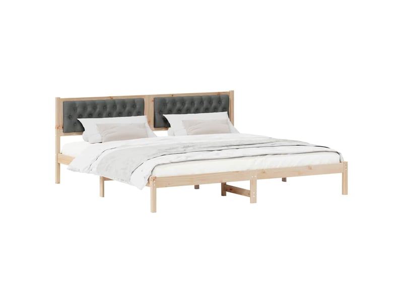  Lit double- lit adulte -  cadre de lit gris foncé 200 x 200 cm pin massif  - Conforama B
