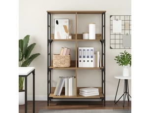 Étagère 4 niveaux, étagère de rangement 78,5 x 33 x 117,5 cm métal pb chêne artisanal