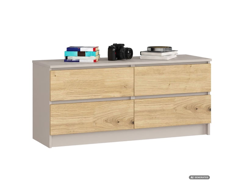 Commode k120 cachemire 120 cm 4 tiroirs façade chêne artisan 120x40x55 cm Commode K120 - Conforama A