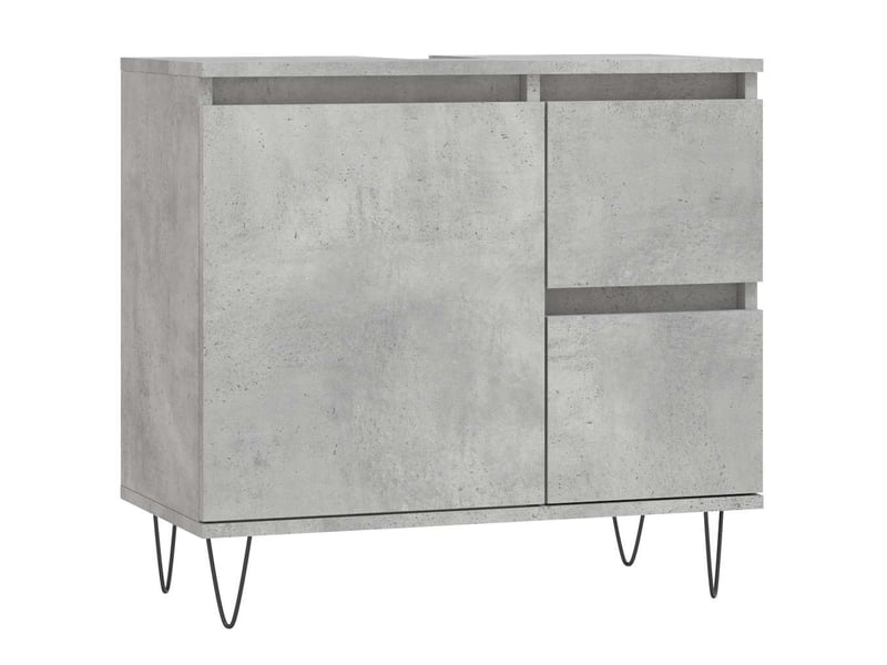  Armoire de salle de bain, meuble de rangement gris béton 65x33x60 cm shl3209  - Conforama A