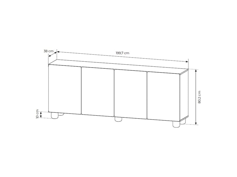  Buffet hamomole, commode 4 étagères, 200x38x80h cm chêne marron Hamomole - Conforama C