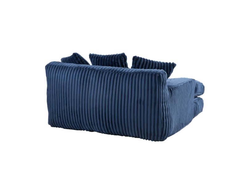  Meridienne 1 place avec 3 coussins, en velours côtelé, bleu  - Conforama D