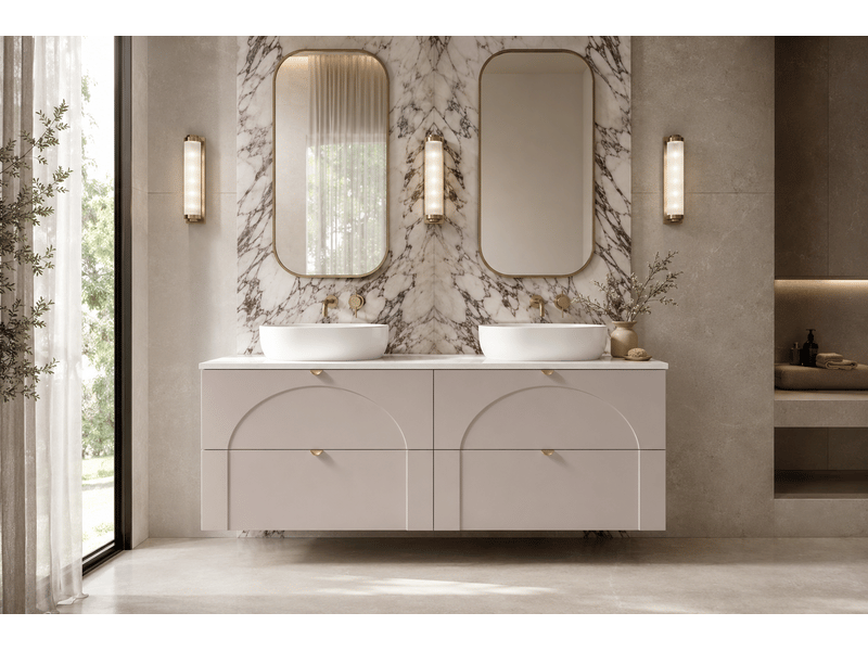 Meuble sous-vasque suspendu aura 160 cm avec plan blanc cachemire mat k - Conforama B
