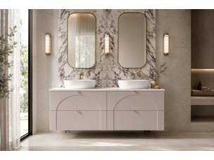 Meuble sous-vasque suspendu aura 160 cm avec plan blanc cachemire mat k