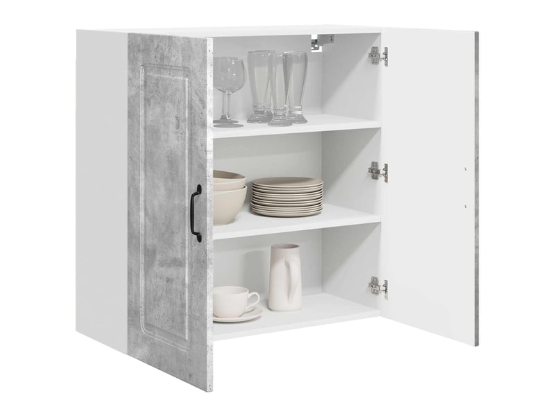  Meuble mural de cuisine | armoire de cuisine gris béton 80x31x80cm shl5479  - Conforama C
