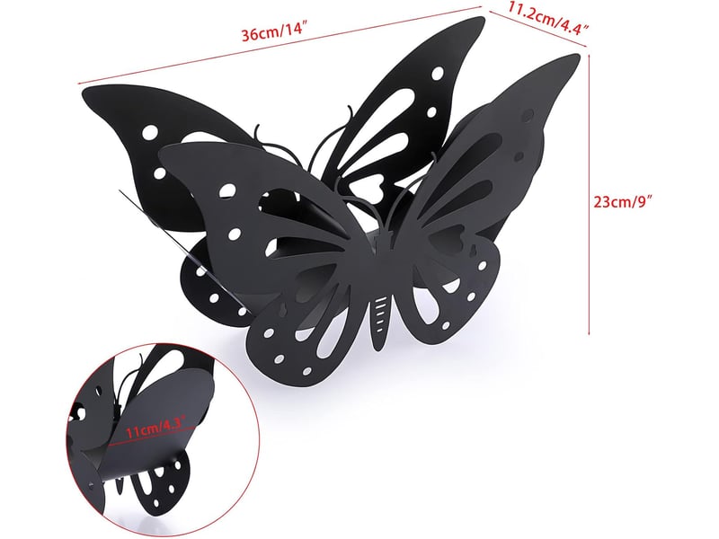  Porte-papier toilette en métal en forme de papillon – stockage et rangement, noir  - Conforama B