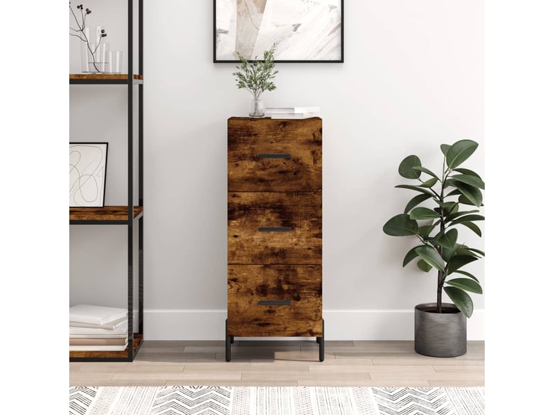 Buffet - bahut - meuble de rangement chêne fumé 34,5x34x90 cm bois d'ingénierie  - Conforama B