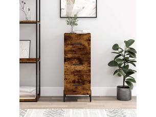 Buffet - bahut - meuble de rangement chêne fumé 34,5x34x90 cm bois d'ingénierie