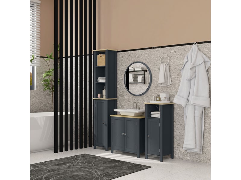  Meuble sous lavabo gris 60 x 30 x 60 cm à 2 portes  - Conforama C
