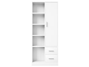 Armoire avec 1 porte, 2 tringles, étagères ouvertes et 2 tiroirs, pour chambre, en bois blanc, 70 × 50 × 170 cm