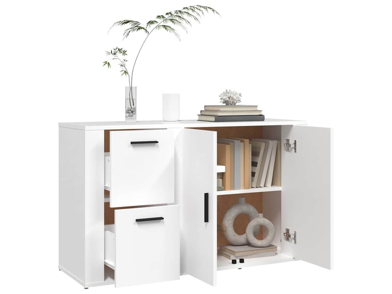  Buffet - bahut - meuble de rangement blanc 100x33x59,5 cm bois d'ingénierie  - Conforama E