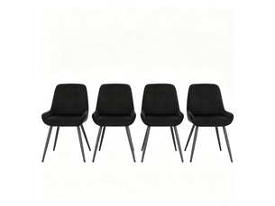 Chaises de salle à manger lot de 4 à dossier courbé  - assise rembourrée, velours noir, 38 × 43 × 47 cm