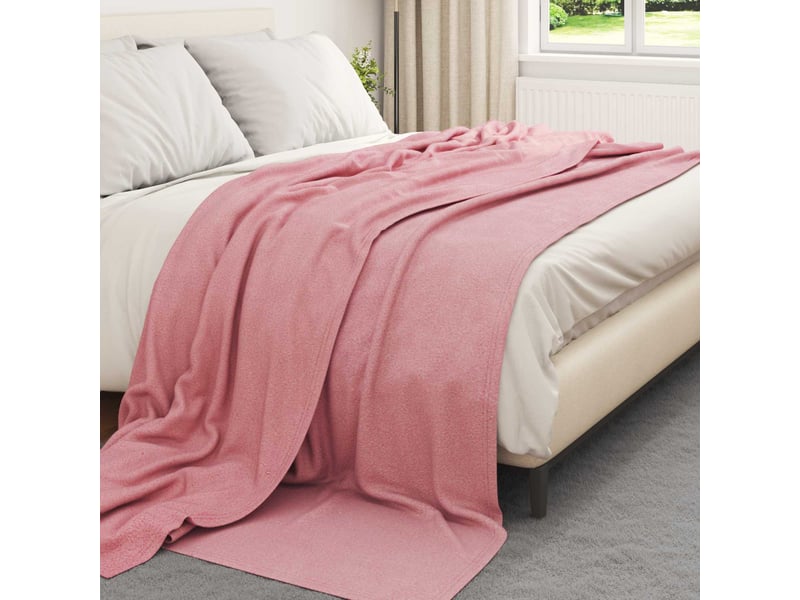 Plaid canapé rose 240x220 cm 0.74 kg polaire - Conforama C