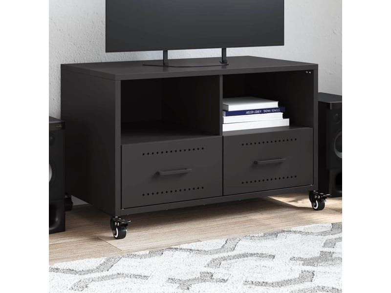  Meuble tv - banc tv - meuble de rangement noir 68x39x43,5 cm acier  - Conforama B