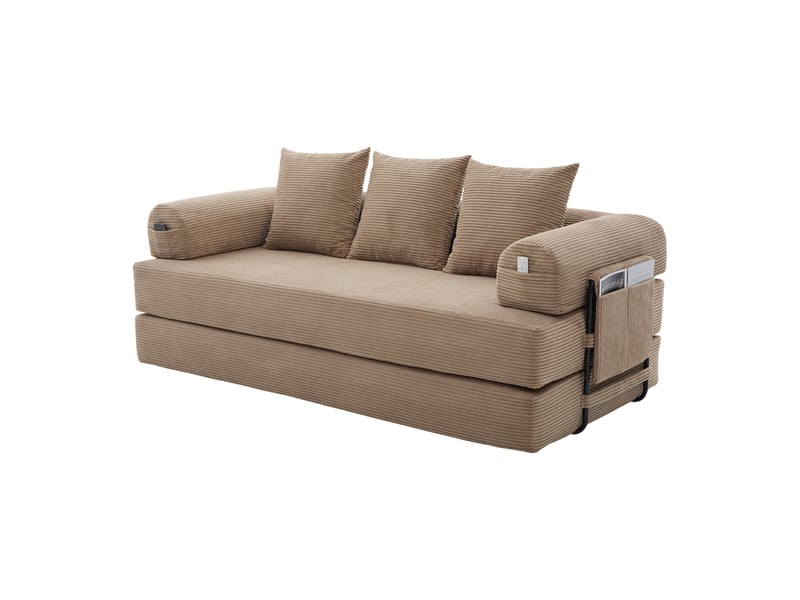  Canapé modulable,200x94x67 cm,3 places avec rangement,corduroy,kaki  - Conforama A