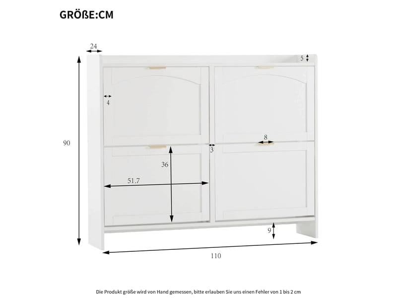  Meuble à chaussures 110x24x90 cm, hauteur 90 cm, largeur 110 cm, panneau de particules, idéal couloir étroit  - Conforama C