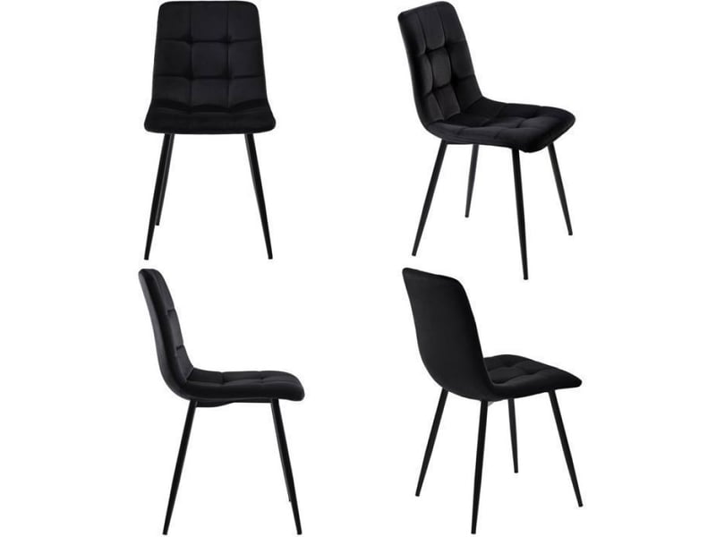  Lot de 4 chaises de salle à manger en velours - 5 pièces - 120×70 cm pour salle à manger, pieds métalliques  - Conforama A