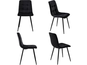 Lot de 4 chaises de salle à manger en velours - 5 pièces - 120×70 cm pour salle à manger, pieds métalliques
