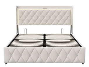 Lit coffre 160x200 cm <strong></strong> <strong></strong> coloris beige