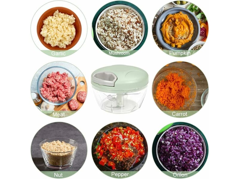  1 hachoir manuel vert, hachoir à oignon, coupe-oignon, lames en acier inoxydable, hachoir à oignon manuel facile à nettoyer pour légumes, fruits et sa  - Conforama D