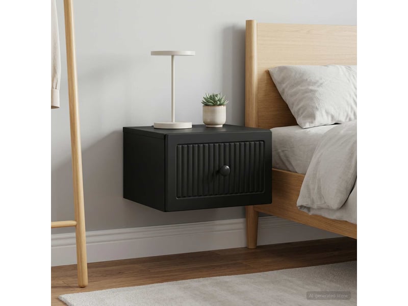  Table de chevet - cabinet de chevet - table de nuit mural 2 pièces noir 33 x 34,5 x 20 cm  - Conforama C