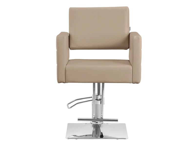 Fauteuil de coiffure professionnel avec repose-pieds hauteur d'assise 45-55 cm 150 kg acier mousse beige 14_0008981  - Conforama E