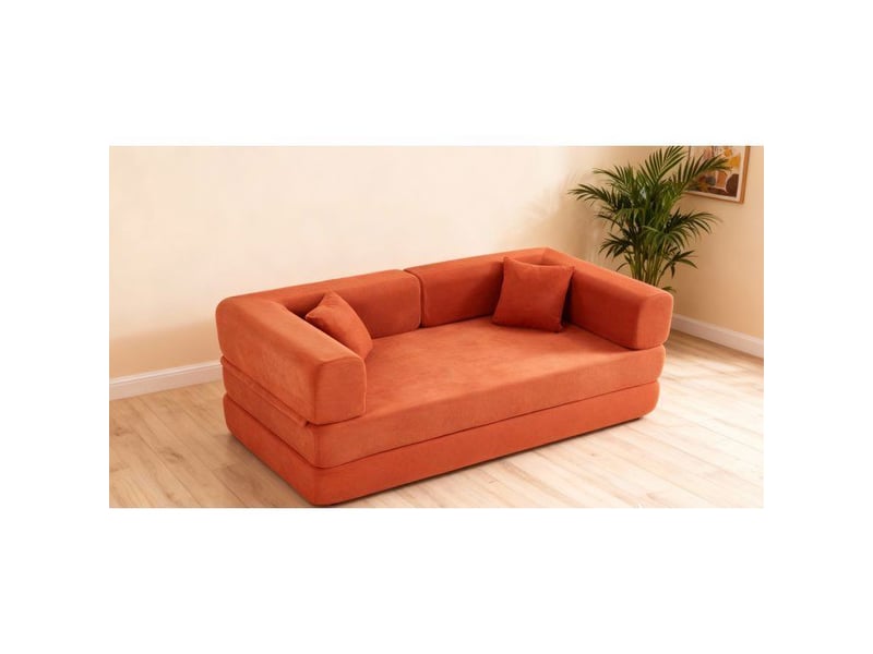  Canapé-lit convertible - truxen8 - velours côtelé - orange - design polyvalent orange - Conforama C