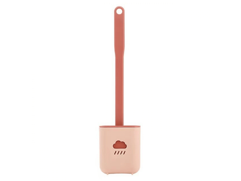  Ensemble de brosses de toilette en silicone antibactérien rose, comprenant un porte-brosse et une brosse de toilette suspendue en silicone à séchage  - Conforama A