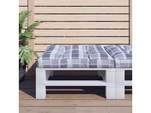 Coussin de palette, coussin de chaise, coussin de canapé motif à carreaux gris 80x80x12 cm tissu cf55365