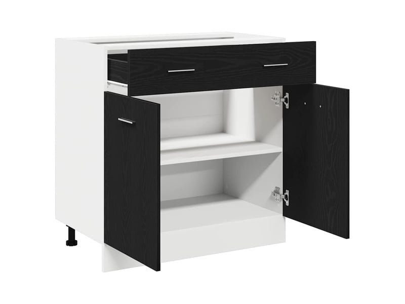  Meuble de rangement cuisine, armoire suspendue chêne noir 80x46x81,5cm  - Conforama E
