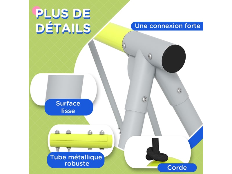  3 en 1 balançoire portique enfant avec 2 face à face et 1 siège de balançoire charge max. 225 kg vert  - Conforama W