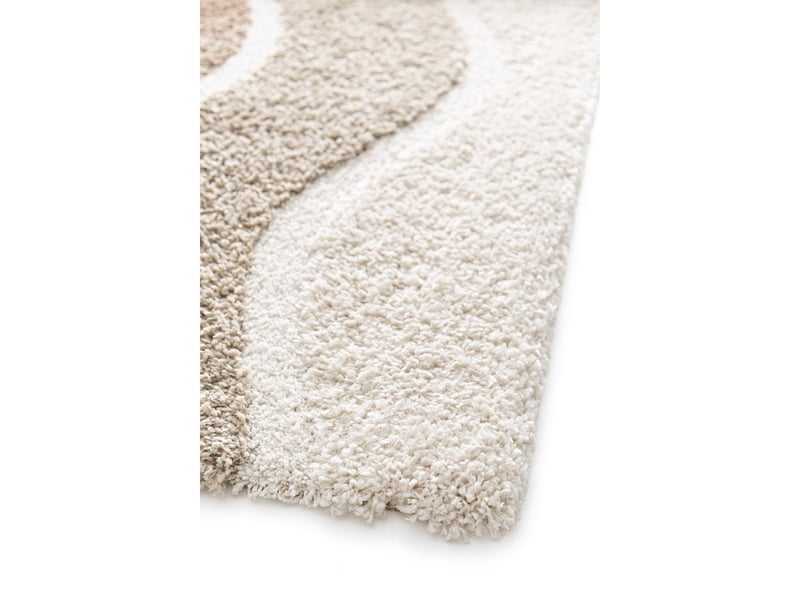  Tapis shaggy doux à motif ondulé marron beige 160x230  - Conforama C