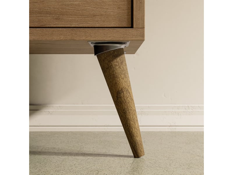  Table basse avec rangement décor chêne et blanc l 90 cm, 2 niveaux, pieds en bois  - Conforama E