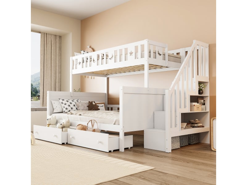  Lit superposé 140x200(90x200) cm coloris blanc bois massif lit enfant blanc - Conforama E