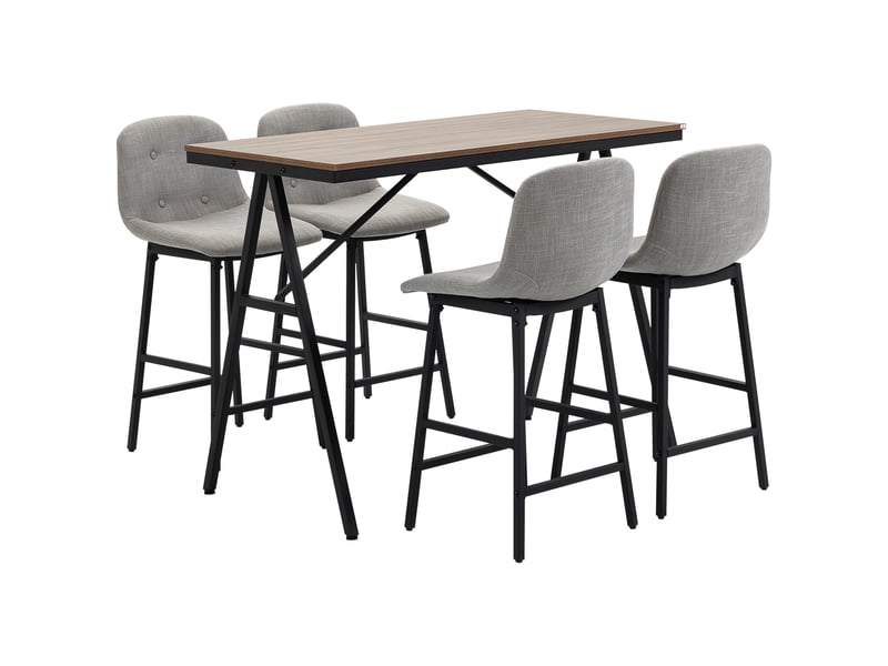  Ensemble table de bar avec tabourets table à manger debout avec 4 chaises rembourrées  - Conforama A