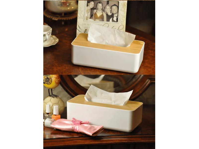  Distributeur de mouchoirs en bois et tissu 26x13x9cm - boîte rectangulaire pratique pour mouchoirs standard - organisation salle de bain  - Conforama D