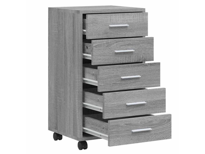  Armoire à tiroirs, rangement bureau avec roulettes sonoma gris bois d'ingénierie  - Conforama E