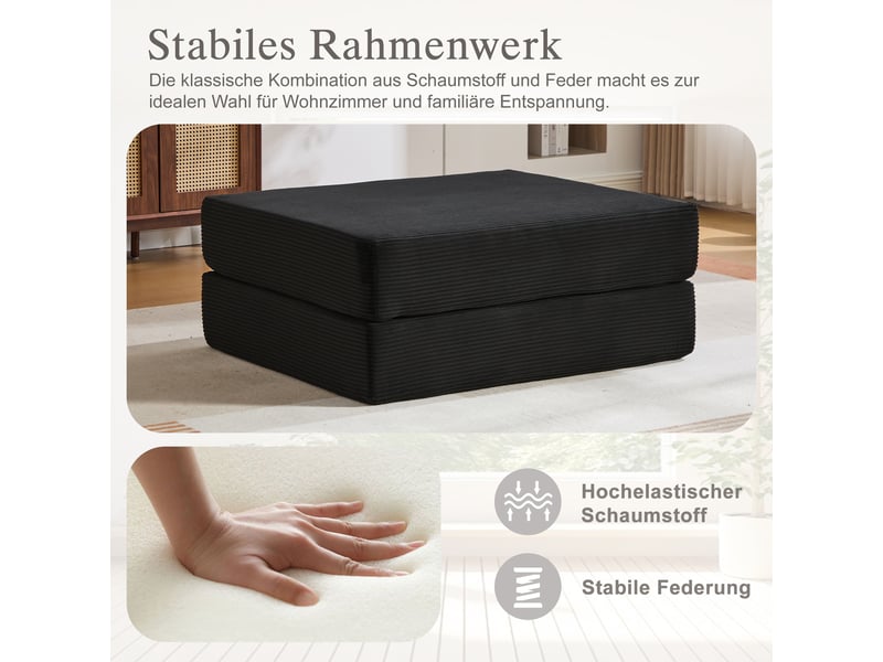 Tabouret de compression en velours côtelé doux et doux pour la peau. Avec 2 blocs de mousse haute densité pour un grand confort. Peut être déplié en HFSN-1281BK - Conforama D