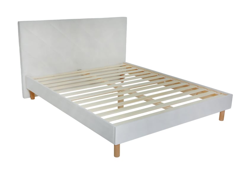  Bobochic lit helena tissu velours lisse avec lattes massives beige 140x190 HELENA - Conforama A