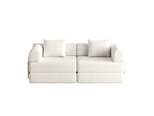 Canapé convertible 2-en-1 en chenille, rangement accoudoir, cadres acier, configurations multiples, grand confort pour salon - beige