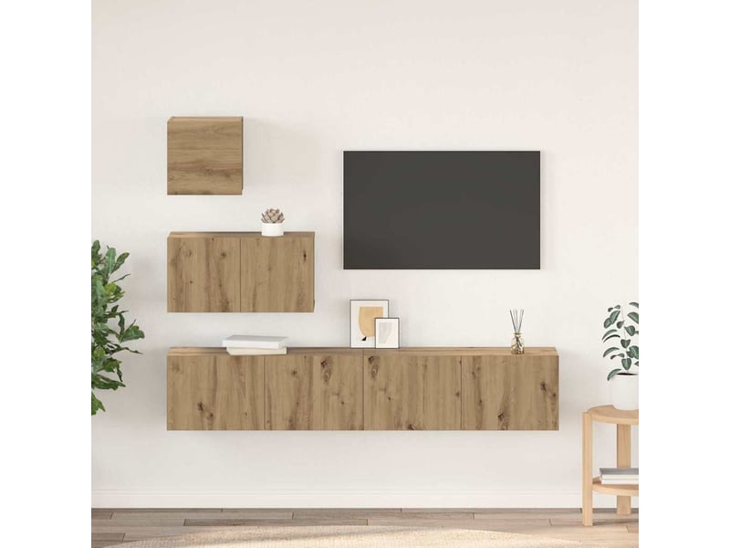  Ensemble meuble tv - banc tv - meuble de rangement 4 pcs chêne artisanal bois d'ingénierie  - Conforama B