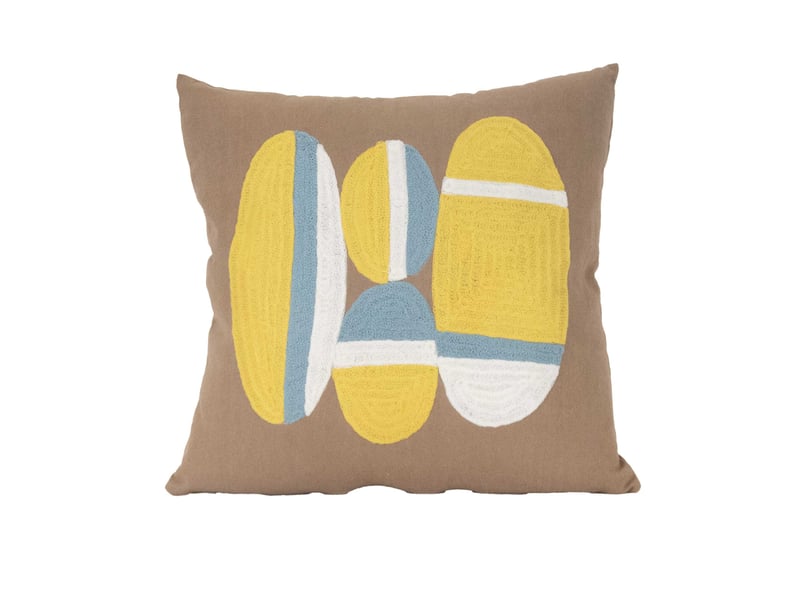  Coussin brodé motif galets de plage 45x45 cm  - Conforama A