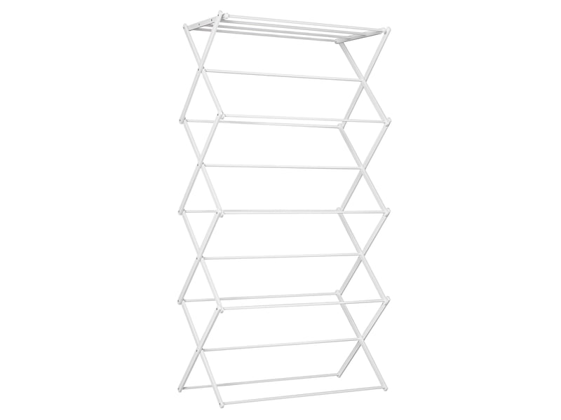  Séchoir à linge pliable à 8 niveaux, modèle tour, métal et plastique, blanc, 74 x 35 x 144 cm  - Conforama A