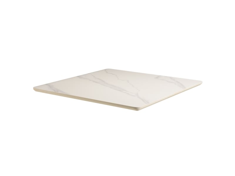  Icare - ensemble n°1: table bistrot 70x70cm pliable en céramique marbré blanc  - Conforama E