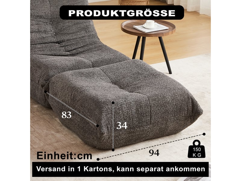  Repose-pieds en tissu chenille capitonné gris W3349P416287 - Conforama C