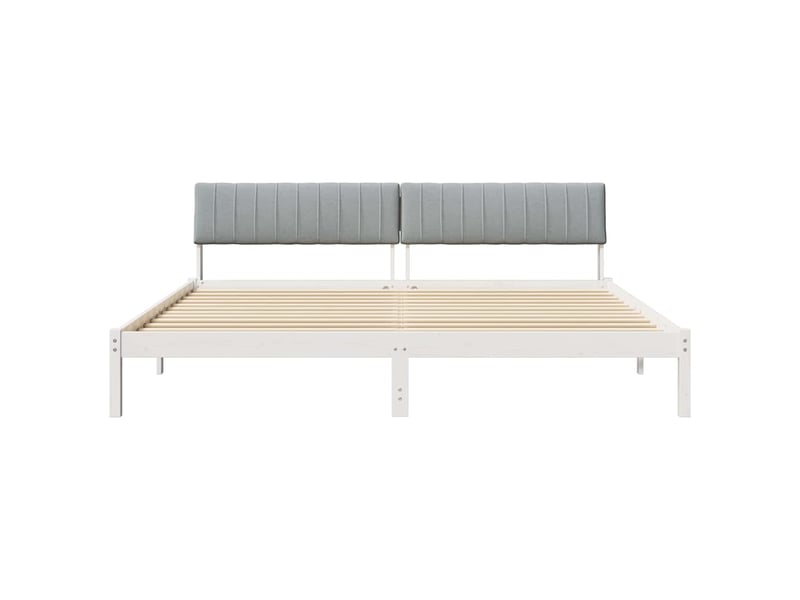 Lit double- lit adulte - cadre de lit avec tête de lit blanc et gris clair 200 x 200 cm - Conforama D
