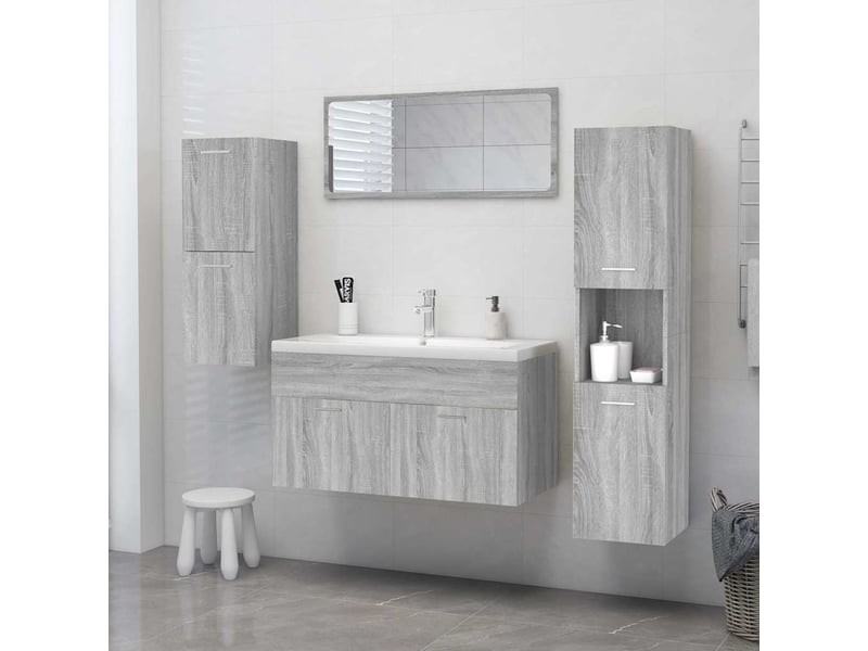 Amoire de salle de bain, meuble de rangement sonoma gris 30x30x130 cm bois d'ingénierie  - Conforama C