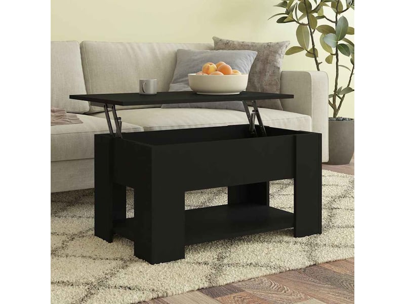  Table basse | table de salon noir 79x49x41 cm bois d'ingénierie shl1537  - Conforama B
