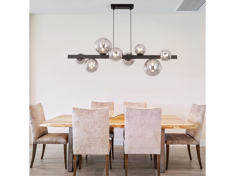 Zmh suspension salle à 8 flammes g9 boule de verre rétro 174 cm lampe à suspendre pour cuisine  - Conforama E