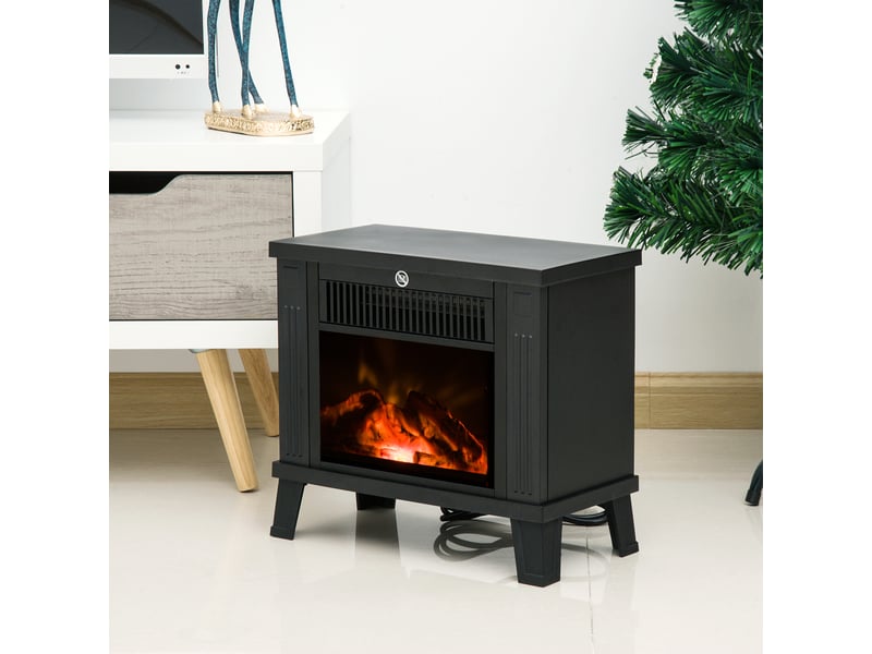  Cheminée électrique décorative avec effet flamme, 6001200 w, 13 à 18 m², noire  - Conforama D